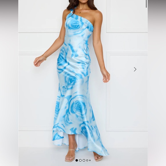 Hello Molly Dresses & Skirts - HELLO MOLLY AFTER DARK ALLURE ONE SHOULDER SATIN MAXI DRESS BLUE